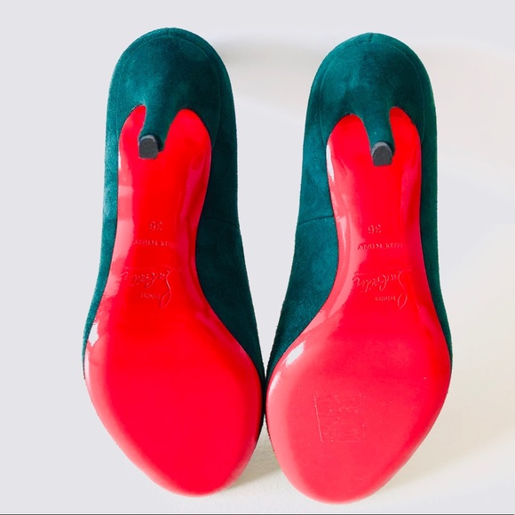 Christian Louboutin Fifi Green Suede Leather Pumps - Picture 9 of 13